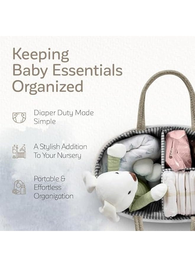 Generic Baby Diaper Caddy Organizer, Large Cotton Rope Nursery Baby Basket, Changing Table Organizer for Baby Diaper Storage, Portable Car Organizer with Removable Divider, Baby Shower Gifts (Brown)  - Image 2
