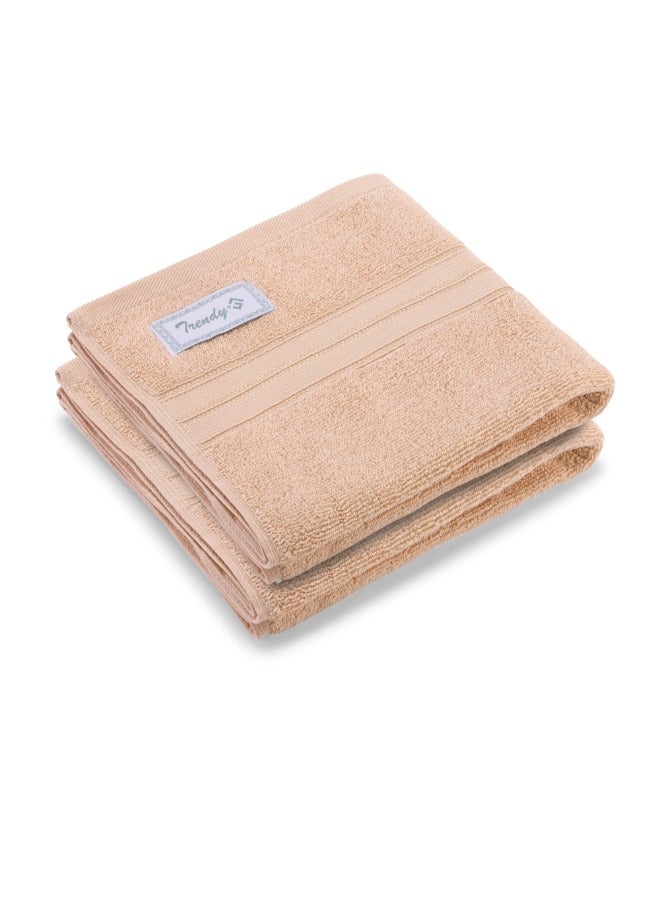 BYFT Home Trendy (Peach) Premium Cotton Hand Towel (50 X 90 Cm-Set Of 2) Highly Absorbent, High Quality Bath Linen With Striped Dobby 550 Gsm - Image 3