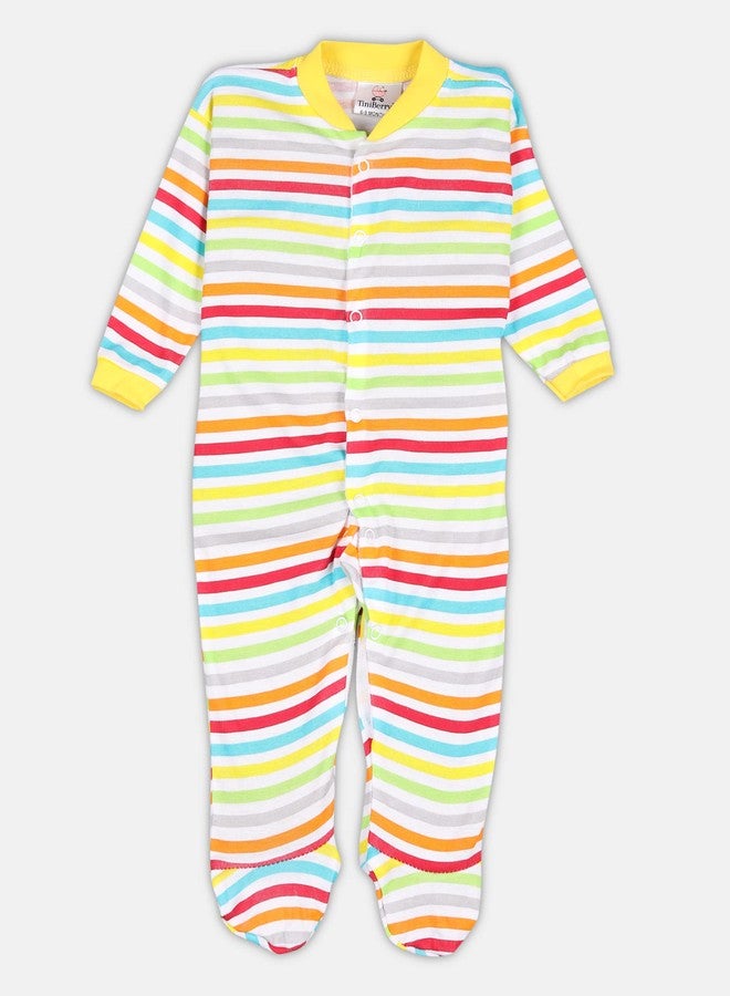 TiniBerry 100% Cotton Rompers/Sleepsuits/Jumpsuit/Night Suits for New-Born Baby Boys & Girls Pack of 3 (0-3 Months, Yellow) - Image 3