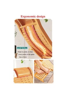 Golden Bamboo Reclining Chair,Folding Rocking Chair with Adjustable Backrest, Lounge Chair with Massage Footrest，Ergonomic Curve Headrest，for Balcony, Garden ，Beach (Wood,With Massage Footrest)  - Image 3