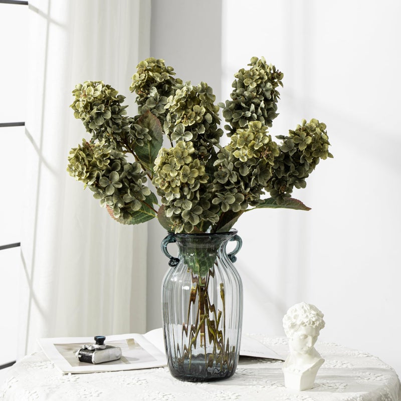 Ttranewsoo Green Hydrangea Artificial Flowers,Fake Fall Flowers Silk Hydrangea with Stems,Fall Faux DIY Floral for Table Vase,Hydrangeas Bouquet Indoor and Outdoor Decoration 24"ï¼ˆ Greenï¼‰ 8pcs No Vase - Image 5