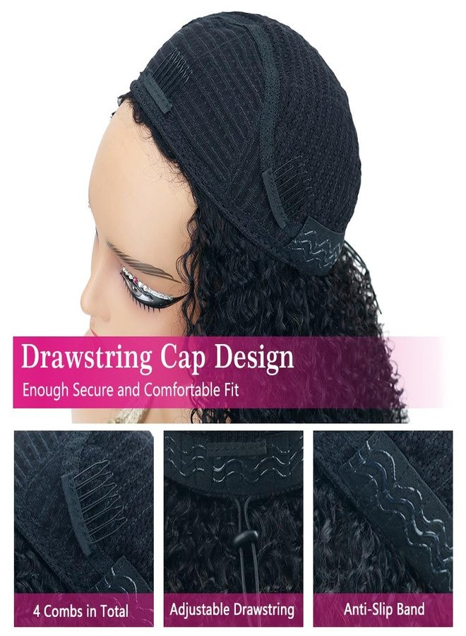 Legendhair Afro Kinky Curly Human Hair Half Wigs for Black Women Wear & Go Glueless Wigs Human Hair Seamless Kinky Curly Flip Over Drawstring Clip in Half Wig No Sew In 200% Density Natural Color 20 Inch - Image 4