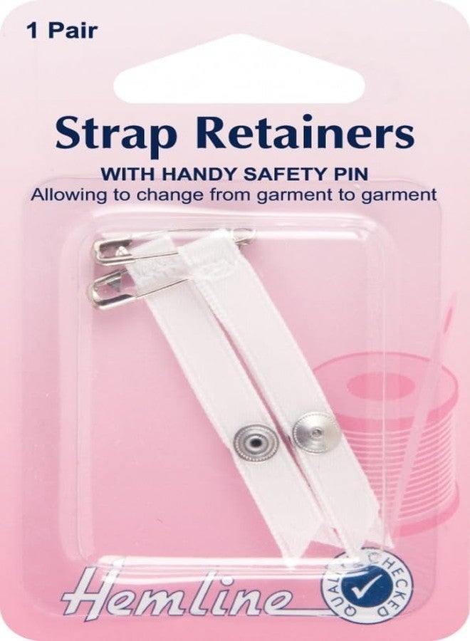 Hemline Shoulder Strap Retainers with Safety Pin White