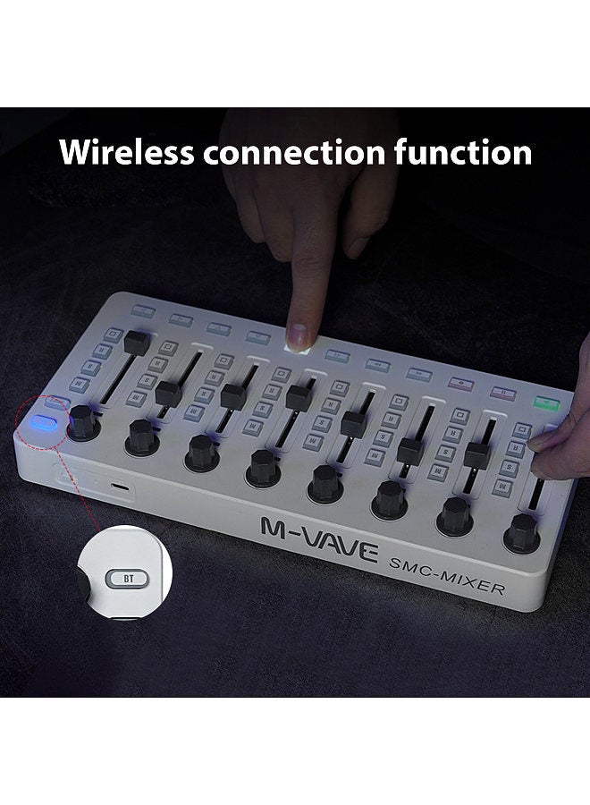 Generic MIDI Controlle MIDI Mixing Console with 43 Buttons 8 Knobs 8 Push Buttons BT Connection Battery/Type-C Power Supply USB MIDI Controller Mixer  - Image 5