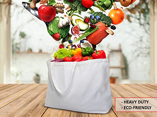 BasicList Extra Large Canvas Tote Bag - Big Largest Reusable Grocery,White - Image 4