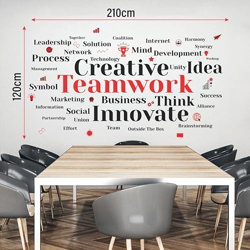 StickMe Team Work - Idea - Creative -Typography Office Inspirational Motivational Quotes - Self-Adhesive Wall Sticker Decorative Decal (Multi Colour, Vinyl) (Large - 210 x 120 cm) - Image 4