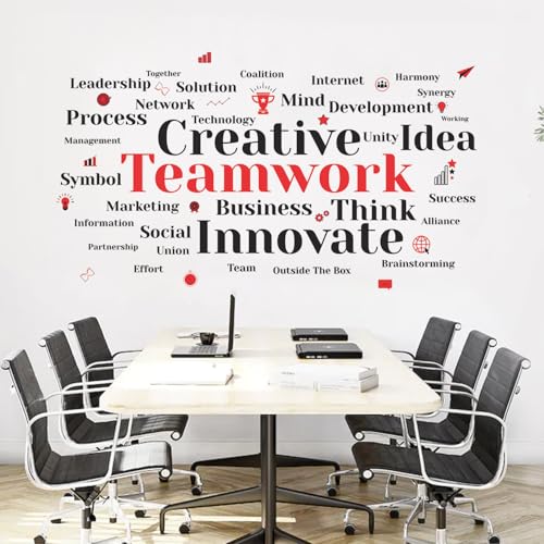 StickMe Team Work - Idea - Creative -Typography Office Inspirational Motivational Quotes - Self-Adhesive Wall Sticker Decorative Decal (Multi Colour, Vinyl) (Large - 210 x 120 cm) - Image 1