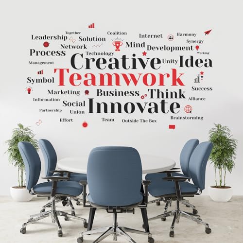 StickMe Team Work - Idea - Creative -Typography Office Inspirational Motivational Quotes - Self-Adhesive Wall Sticker Decorative Decal (Multi Colour, Vinyl) (Large - 210 x 120 cm) - Image 2