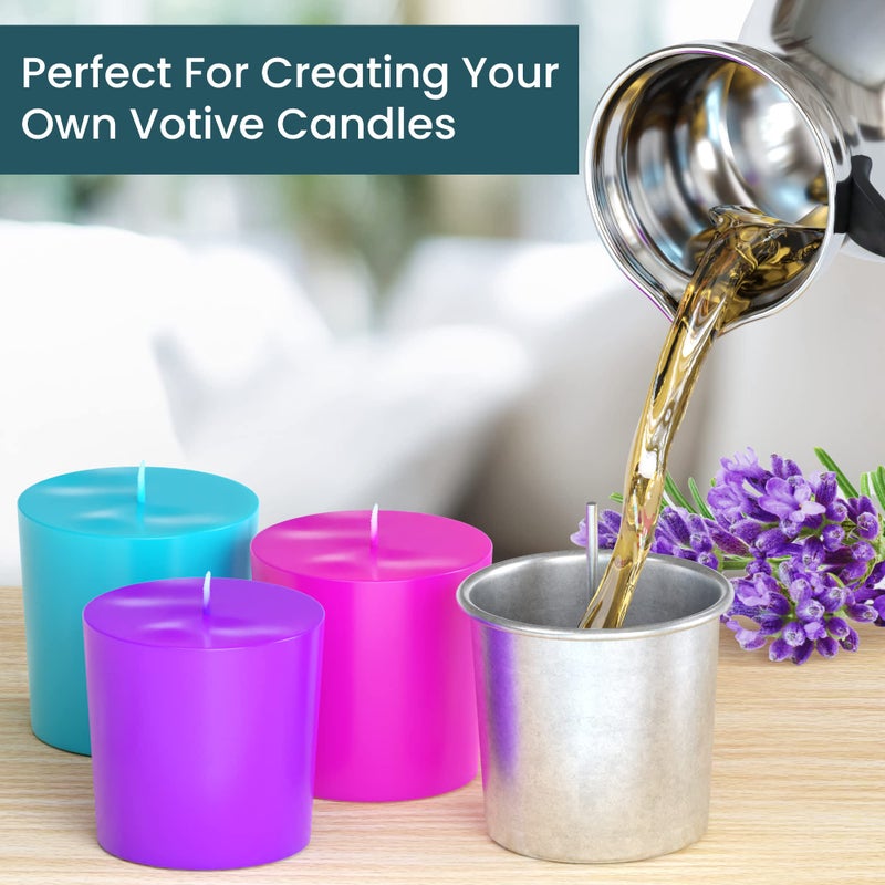 NATIKON Votive Candle Molds Seamless Aluminum Steel Molds with 10 Wick Pins - Image 3