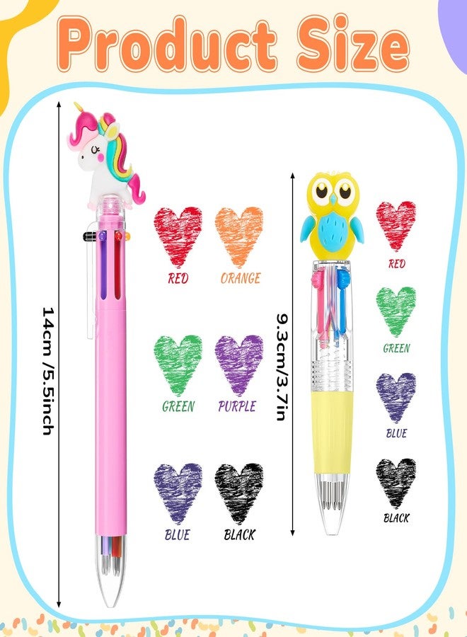 Mooliwe 24 Pcs Multicolor Pen in One Include 18 Pcs 4 in 1 Multicolor Ballpoint Pens and 6 Pcs 6 in 1 Colored Cute Retractable Pens for Office School Supplies Students Children Gift Kids Party Favors - Image 2