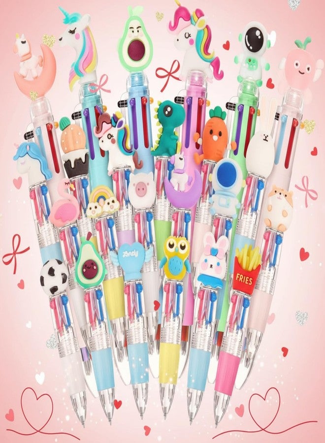 Mooliwe 24 Pcs Multicolor Pen in One Include 18 Pcs 4 in 1 Multicolor Ballpoint Pens and 6 Pcs 6 in 1 Colored Cute Retractable Pens for Office School Supplies Students Children Gift Kids Party Favors - Image 1