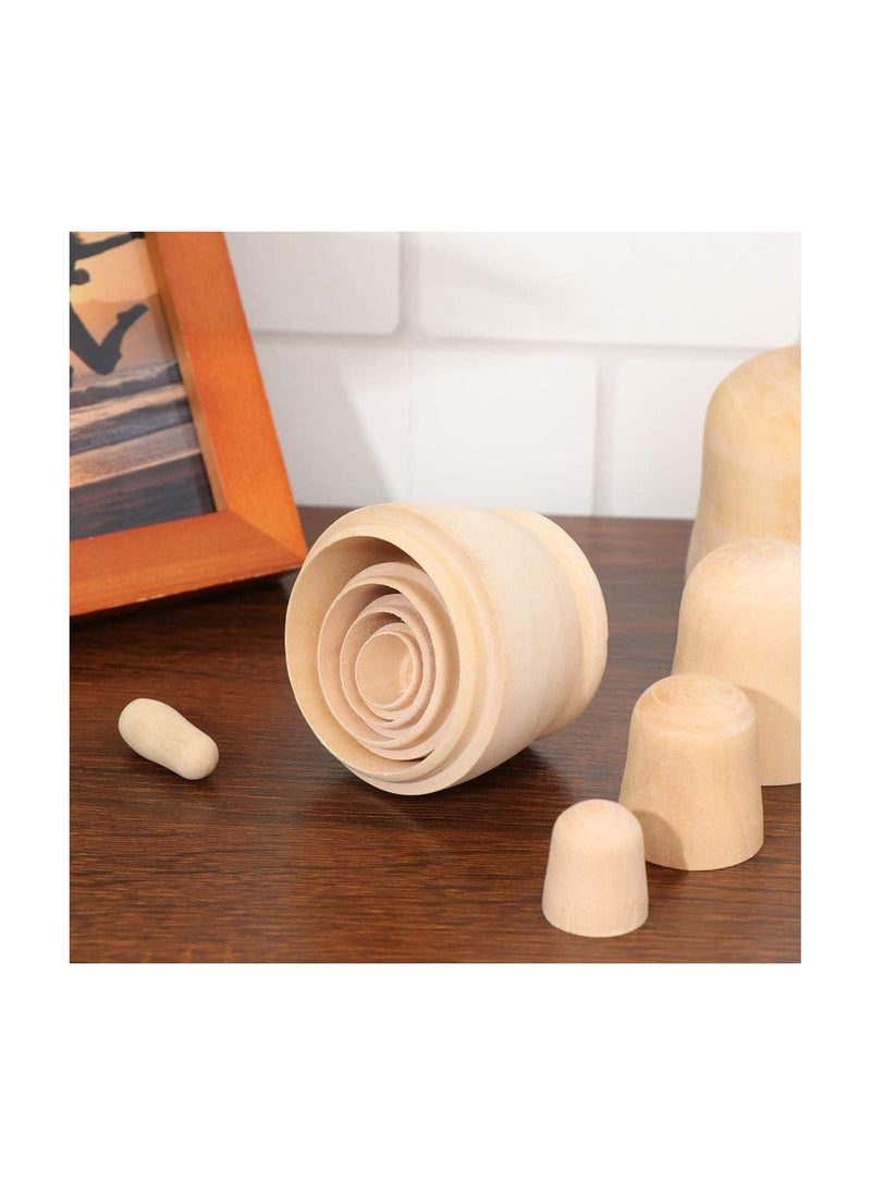 GGOOT 5pcs Christmas Unpainted Wooden Nesting Dolls DIY Craft Unfinished Blank Matryoshka Stacking Nested Dolls Toy for Xmas Party Decoration  - Image 5