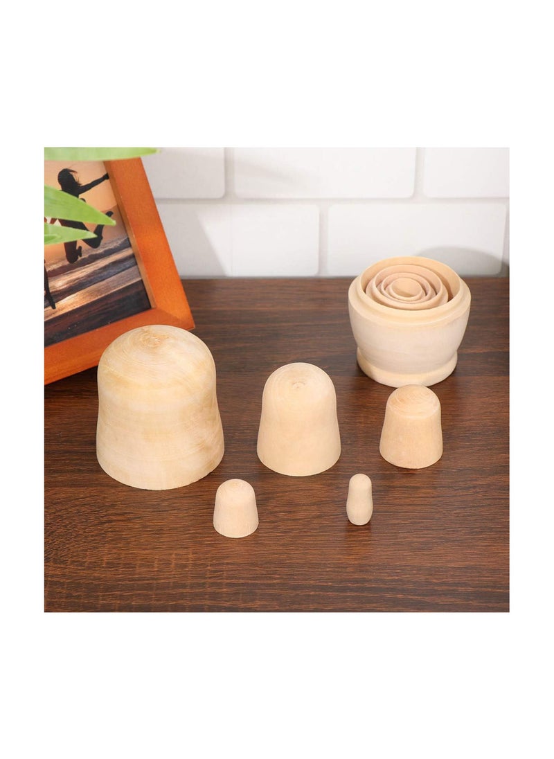 GGOOT 5pcs Christmas Unpainted Wooden Nesting Dolls DIY Craft Unfinished Blank Matryoshka Stacking Nested Dolls Toy for Xmas Party Decoration  - Image 3