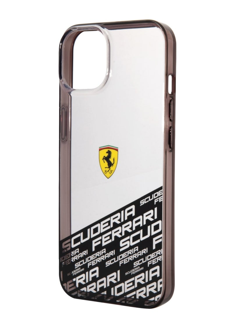 Ferrari iPhone 14 Case PC/TPU IML Back Cover with Bottom Scuderia Allover Print / Lifted Ring Case / Slim Profile / Easy Snap-On / Drop & Bumper Protection - Silver - Image 1