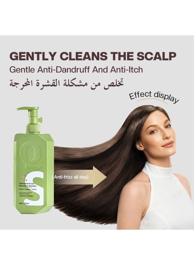 STARPLEX Anti-Dandruff Shampoo 720ml - Protein Collagen & Keratin Complex | Refreshing Scalp Care & Dandruff Removal | + Free Anti-Dandruff Spray - Image 1