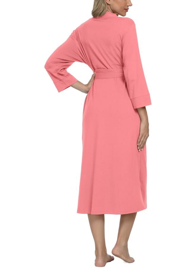 Xpenyo Women's Maternity Sleepwear,Labor/Delivery/Nursing/Hospital Nightgown Kimono Robes Long Pregnancy Loungewear, Pink Red, L - Image 5