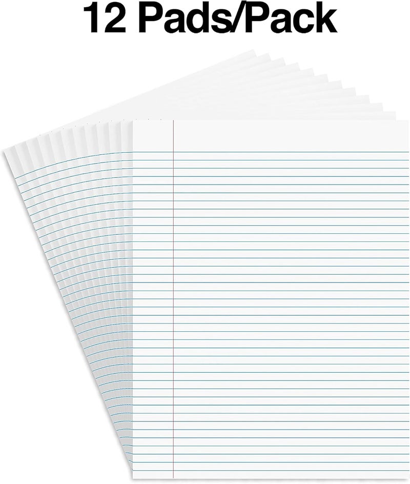 STAPLES Notepads 85 x 11 Narrow Ruled White 50 SheetsPad Dozen PadsPack ST57420 - Image 3