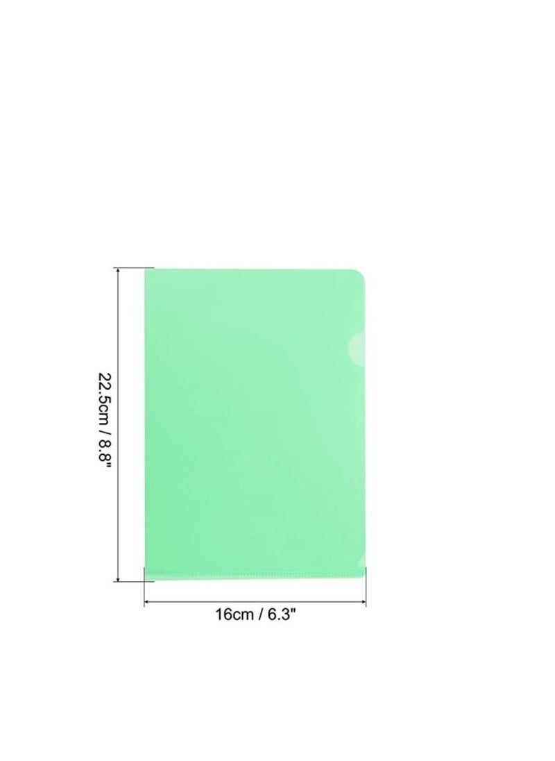 MARKQ - A4 Plastic File, L-Type Folders Project Pockets Clear Paper Document Jacket Sleeve for Office, Paper Storage, Green (Pack of 12) - Image 1