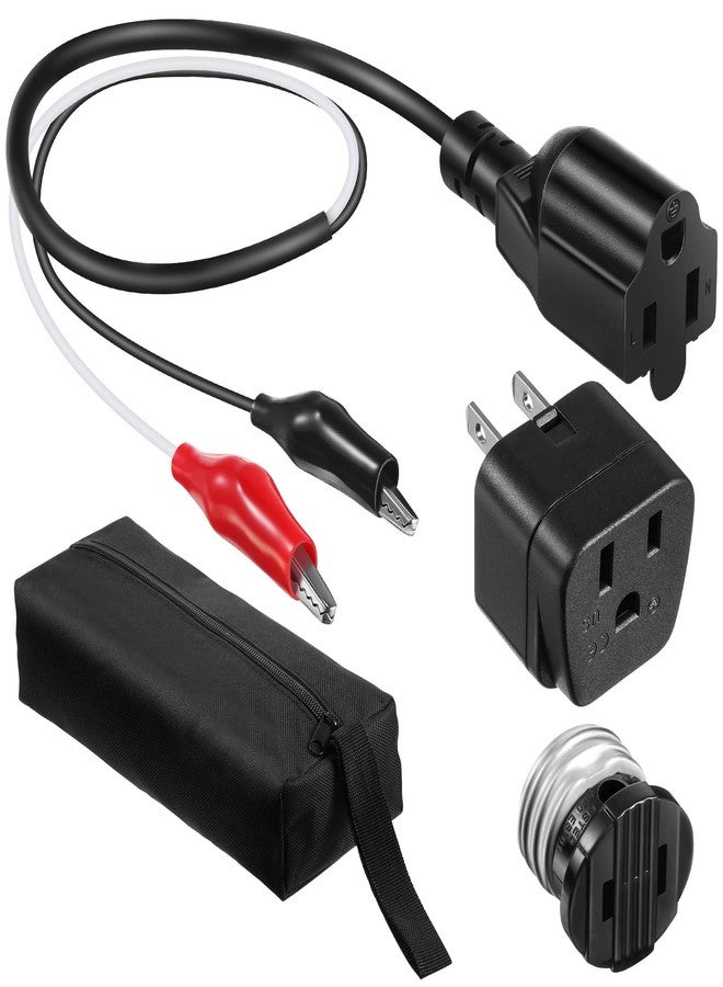 Dreyoo مجموعة ملحقات محول البحث عن قاطع الدائرة من Dreyoo، وجهاز اختبار أسلاك قاطع الدائرة مع مشابك، ومقبس إضاءة، ومحول مخرج تأريض ثلاثي أو ثنائي الأطراف، وحقيبة حمل متوافقة مع ET300 ET310 - Image 1