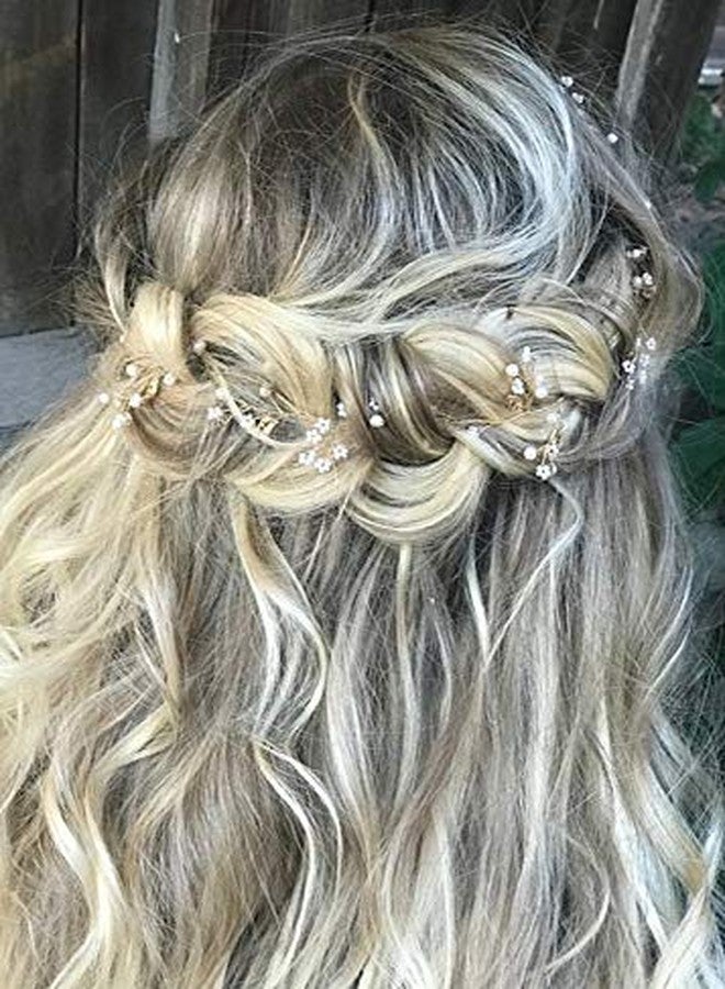 Chargances Women Headband Bridal Hair Vine Pearl Hair Band Bohemia Hairpiece for Weeding Prom Festival Wedding Hair Accessories Bridesmaids Headpiece Flower Girl Hair Jewelry (gold) - Image 3