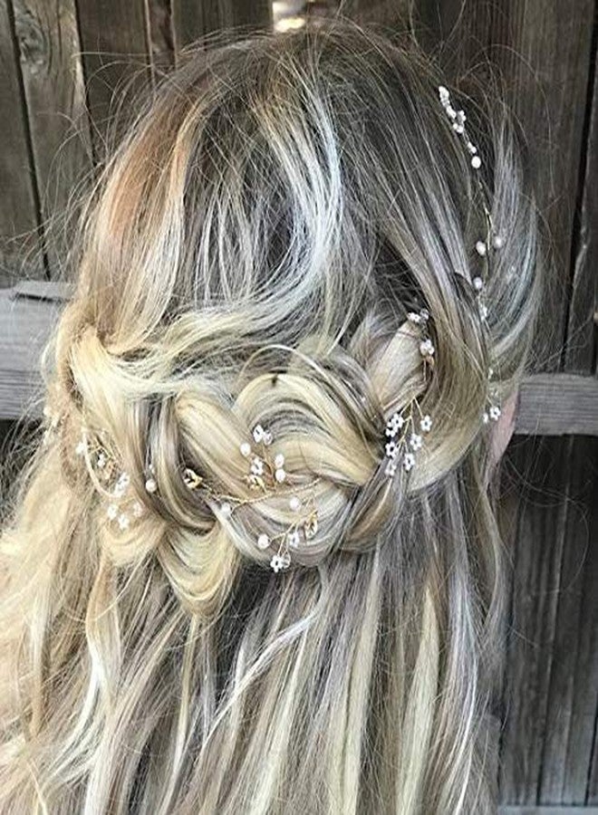 Chargances Women Headband Bridal Hair Vine Pearl Hair Band Bohemia Hairpiece for Weeding Prom Festival Wedding Hair Accessories Bridesmaids Headpiece Flower Girl Hair Jewelry (gold) - Image 4