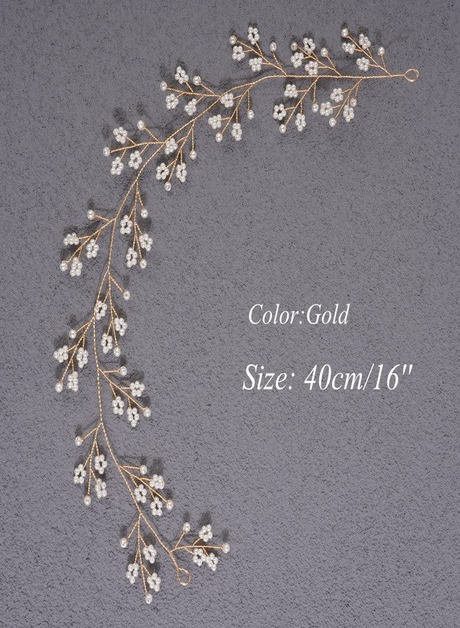 Chargances Women Headband Bridal Hair Vine Pearl Hair Band Bohemia Hairpiece for Weeding Prom Festival Wedding Hair Accessories Bridesmaids Headpiece Flower Girl Hair Jewelry (gold) - Image 5
