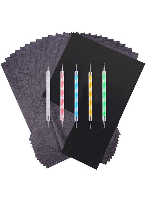 Carbon Copy Paper 100 Sheets Black Graphite Paper A4 Transfer Tracing Paper and 5 Pieces Ball Embossing Styluses