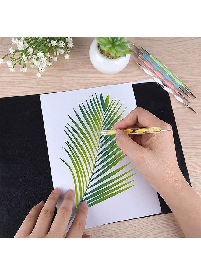 Carbon Copy Paper 100 Sheets Black Graphite Paper A4 Transfer Tracing Paper and 5 Pieces Ball Embossing Styluses