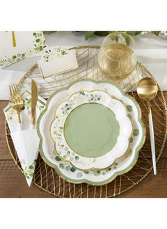 Kate Aspen Kate Aspen Sage Green Party Decorations, Eucalyptus Floral 9 in. Decorative Premium Paper Plates (350 GSM weight -Set of 16) - Perfect for Greenery Baby Shower & Bridal Showers  - Image 4