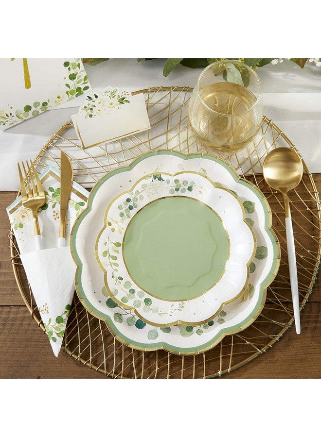 Kate Aspen Sage Green Party Decorations, Eucalyptus Floral 9 in. Decorative Premium Paper Plates (350 GSM weight -Set of 16) - Perfect for Greenery Baby Shower & Bridal Showers - Image 4