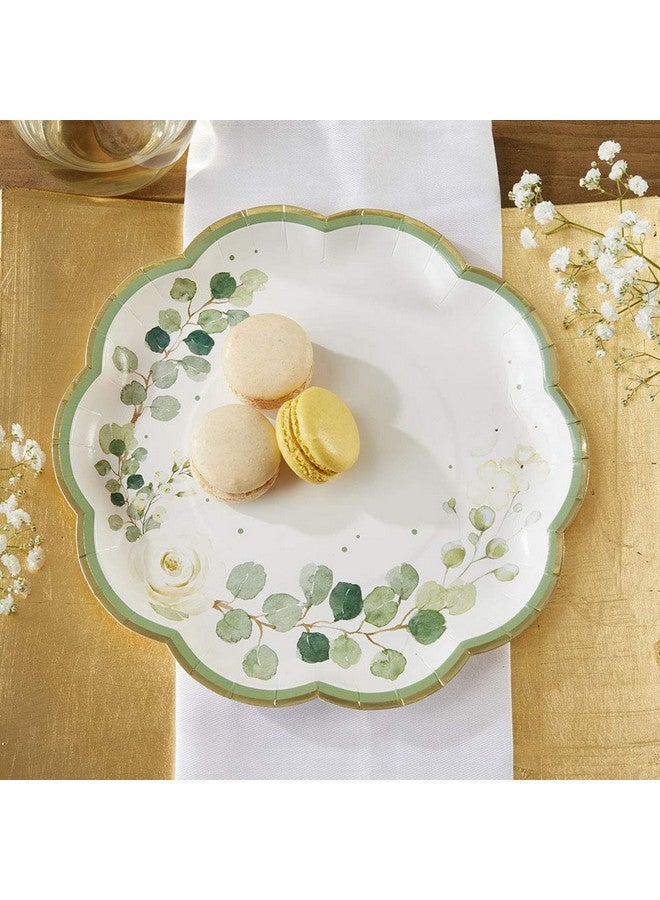Kate Aspen Sage Green Party Decorations, Eucalyptus Floral 9 in. Decorative Premium Paper Plates (350 GSM weight -Set of 16) - Perfect for Greenery Baby Shower & Bridal Showers - Image 1