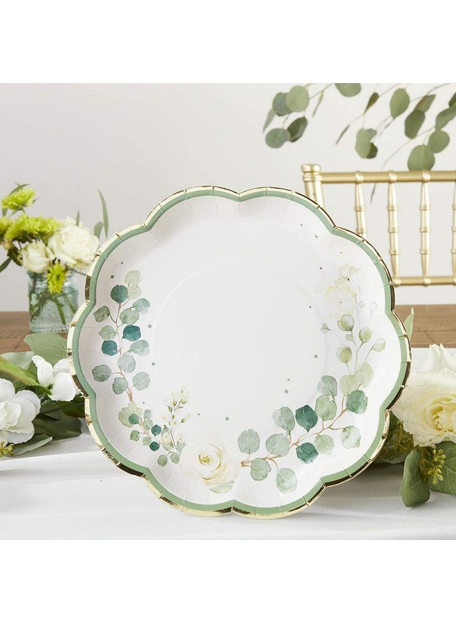 Kate Aspen Sage Green Party Decorations, Eucalyptus Floral 9 in. Decorative Premium Paper Plates (350 GSM weight -Set of 16) - Perfect for Greenery Baby Shower & Bridal Showers - Image 5