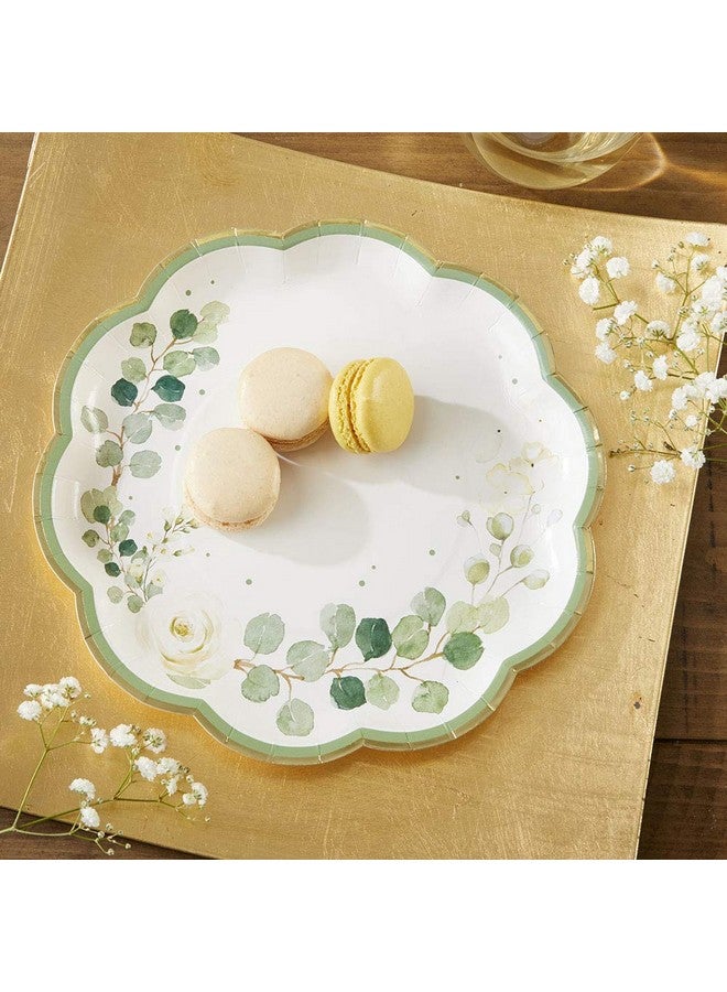 Kate Aspen Sage Green Party Decorations, Eucalyptus Floral 9 in. Decorative Premium Paper Plates (350 GSM weight -Set of 16) - Perfect for Greenery Baby Shower & Bridal Showers - Image 3