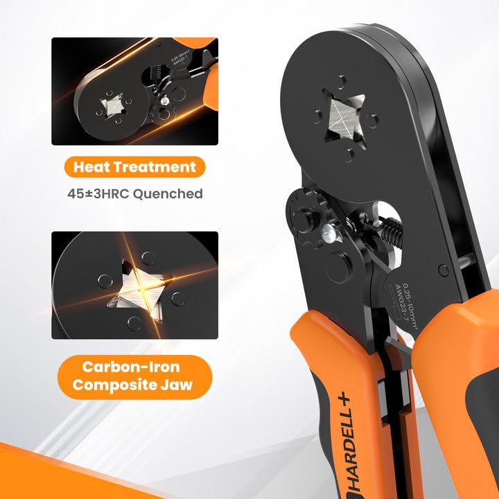HARDELL+ Ferrule Crimping Tool, AWG 23-7 Wire Crimper with Self-adjustable Ratchet, Square Wire Ferrule Kit Suitable for Various DIY, Household - Image 3