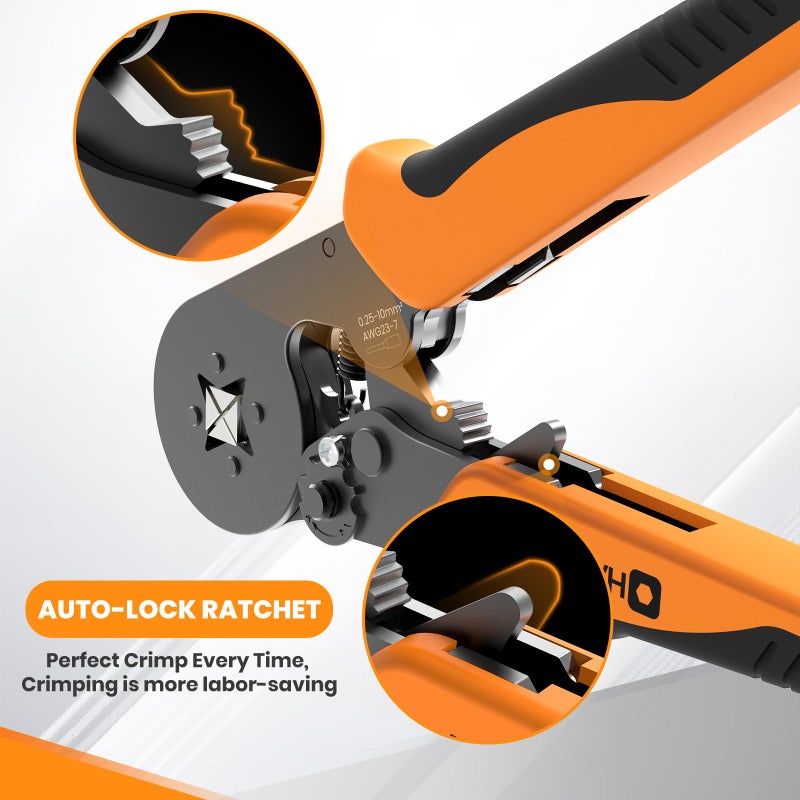 HARDELL+ Ferrule Crimping Tool, AWG 23-7 Wire Crimper with Self-adjustable Ratchet, Square Wire Ferrule Kit Suitable for Various DIY, Household - Image 2