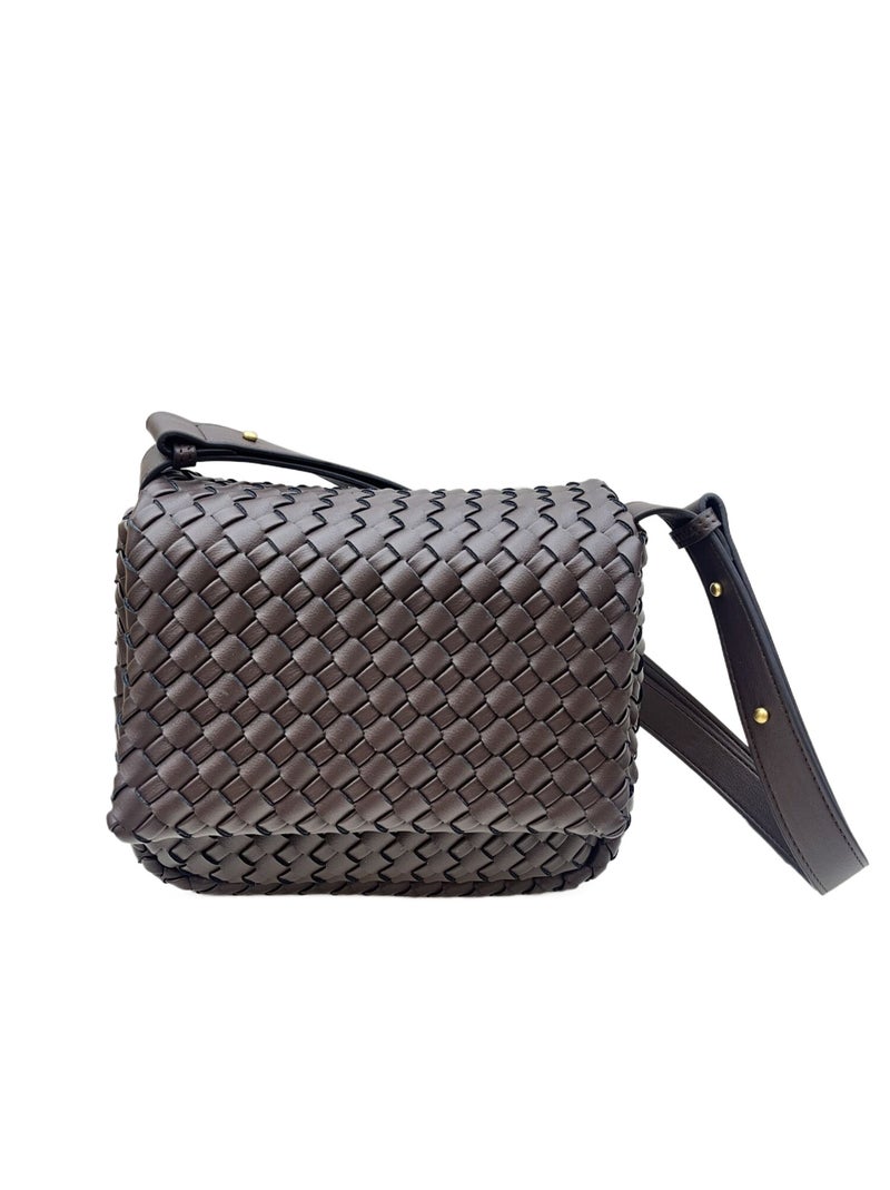 Elegant And Luxurious Trendy Woven Versatile Designer Style Internet-Famous Flip-Top Heavy-Duty Genuine Leather Bag For Simple Commuting - Image 1