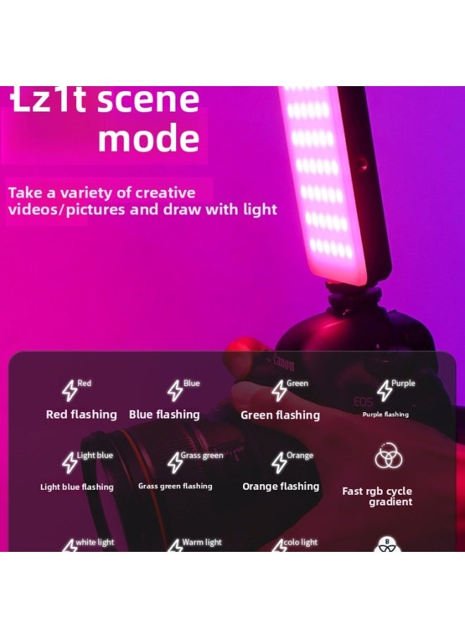 Mini Portable Fill Light Selfie Mobile Phone Live Photo Beauty Light RGB Full Color SLR Camera-Specification:Brightening Model [three-tone Lighting + Full Color] + Clip + Desktop Tripod