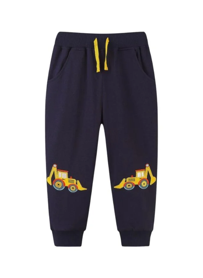 YUNIQEE Black Regular Fit Mid Rise Printed Trackpant