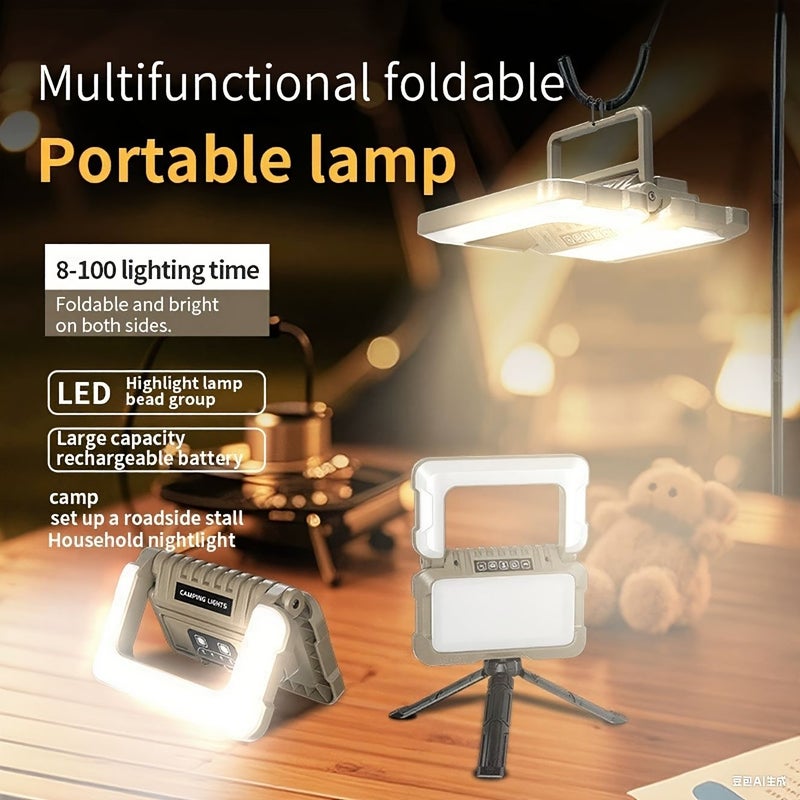 مصباح محمول بني LED للتخييم قابل لإعادة الشحن مع قابلية التعتيم، مع حامل، حر اليدين - Image 4
