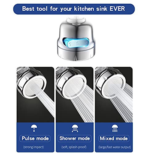 Mockery Kitchen Water Saving Tap Aerator Adjustable Faucet Adapter, Anti-Splash Sink Sprayer Faucet Nozzle Head, Replacement Part Faucet Head, Water Flow Settings for Kitchen, Bathroom - Image 3