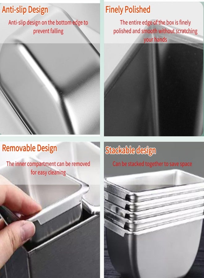 Wisoqu Stainless Steel Seasoning Box, 4 Compartment Trays, Large Capacity Condiment Jar Storage Case for Home Kitchen Restaurant - Image 4