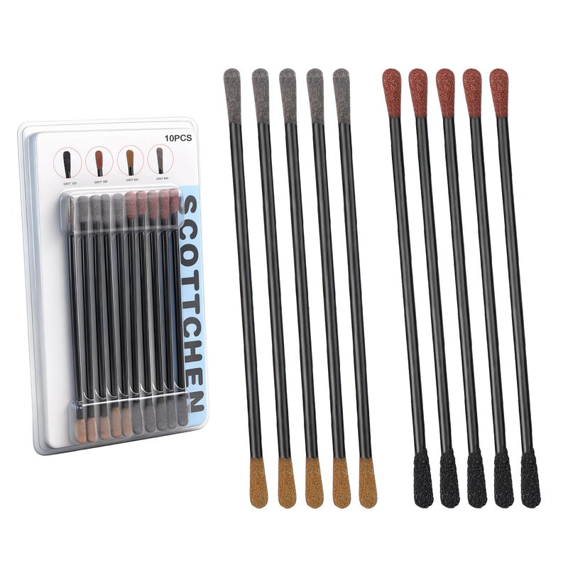 SCOTTCHEN Sanding Sticks Matchsticks Fine Detailing Sanding Grits 120/180 and 400/800-10 Pack - Image 1