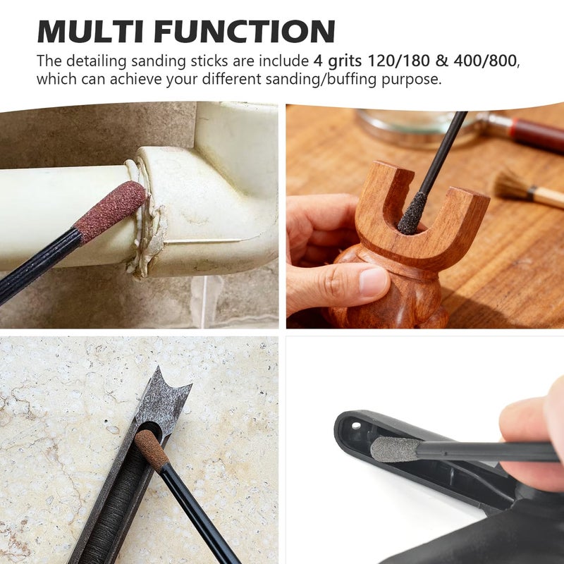SCOTTCHEN Sanding Sticks Matchsticks Fine Detailing Sanding Grits 120/180 and 400/800-10 Pack - Image 5