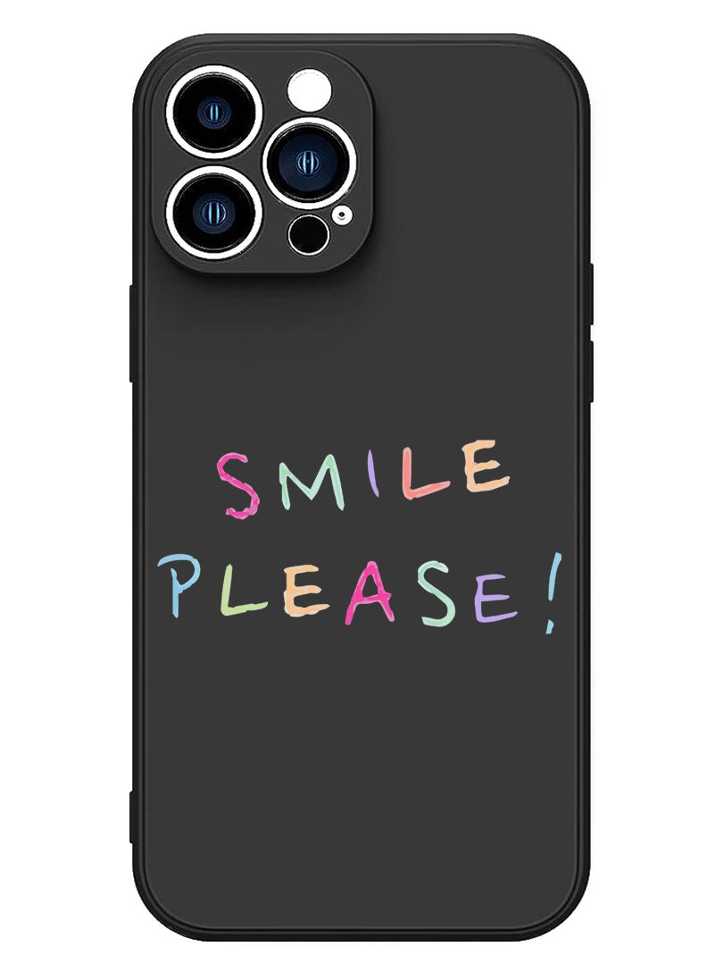 Theodor Protective Slim Fit Case Liquid Silicone Cover with Full Body Protection Anti-Scratch Shockproof Case For iPhone 13 Pro Black  - Smiley copy - Image 1