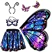 Jackcell Butterfly Wings Costumes for Girls Double Sided Butterfly Cape Halloween Costume with Fairy Skirt for kids Fairy Wings Dress Up Cosplay Party Festival Set SkyBlue - Image 2