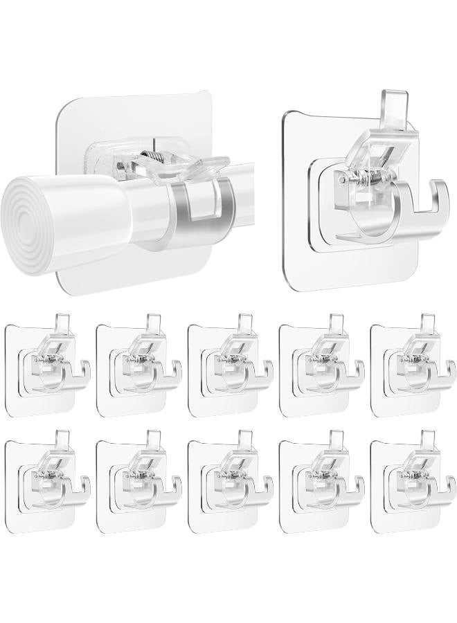 12 Pcs Self Adhesive Curtain Rod Bracket, No Drill Curtain Hooks, Transparent Finish, Plastic Material, Ideal for Smooth Walls, Maximum Load 5KG - Image 1