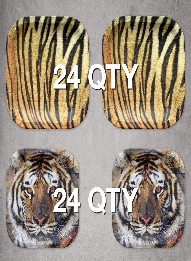 Havercamp Tiger Theme Party Pack for 24 Guests! Photo-Realistic Tiger Supplies for a Roaring Good Birthday, Football, or any Big Cat Event! Includes 24 Dinner Plates & 24 Side Plates - Image 2