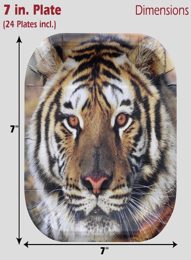 Havercamp Tiger Theme Party Pack for 24 Guests! Photo-Realistic Tiger Supplies for a Roaring Good Birthday, Football, or any Big Cat Event! Includes 24 Dinner Plates & 24 Side Plates - Image 4