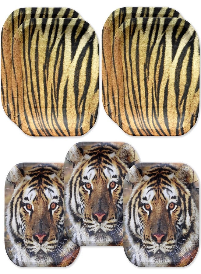 Havercamp Tiger Theme Party Pack for 24 Guests! Photo-Realistic Tiger Supplies for a Roaring Good Birthday, Football, or any Big Cat Event! Includes 24 Dinner Plates & 24 Side Plates - Image 1