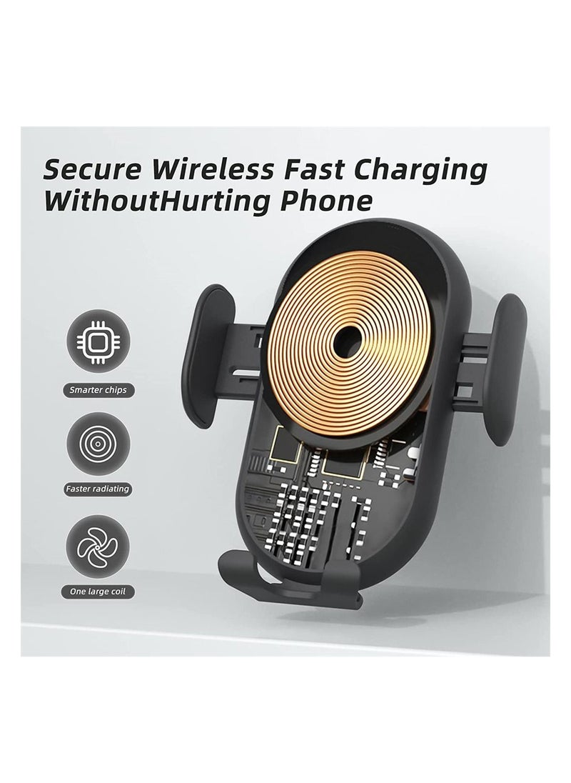 Excefore - Wireless Car Charger Smart Wireless Auto-Sensor Car Phone Holder Charger Car Phone Holder Mount Wireless Fast Charging Air Vent Car Phone Mount for Car Dashboard Windshield Air Vent - Image 1